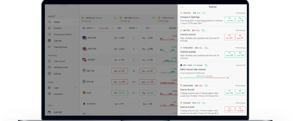 Major Capital Markets's web platform with events calendar