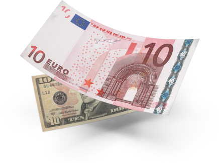 EURUSD pair, 10 euros and 10 dollars